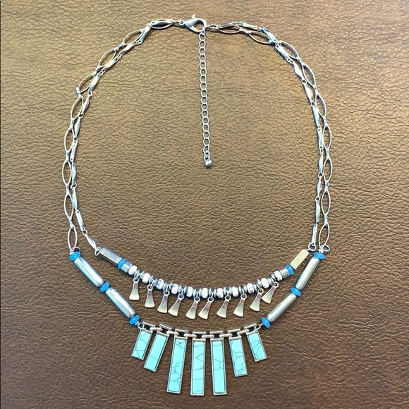 Turquoise Layered Boho Necklace & Earring Set - Picture 6 of 6